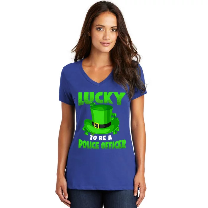 Lucky To Be A Police Officer St Patricks Gift Gift Women's V-Neck T-Shirt