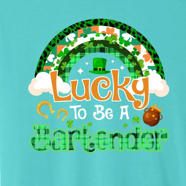 Lucky To Be Bartender Shamrock Rainbow Patrick Day Gift ChromaSoft Performance T-Shirt