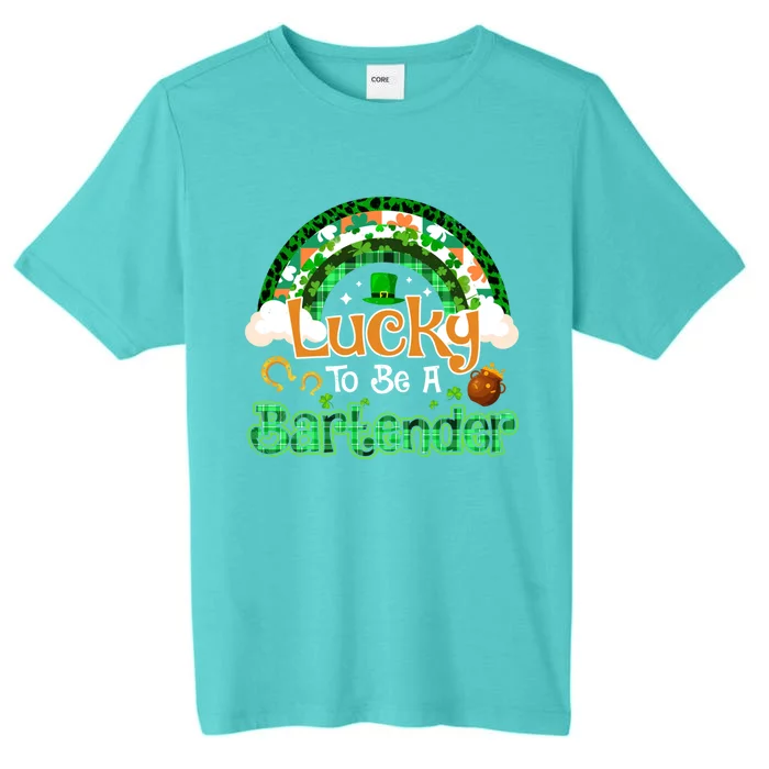 Lucky To Be Bartender Shamrock Rainbow Patrick Day Gift ChromaSoft Performance T-Shirt