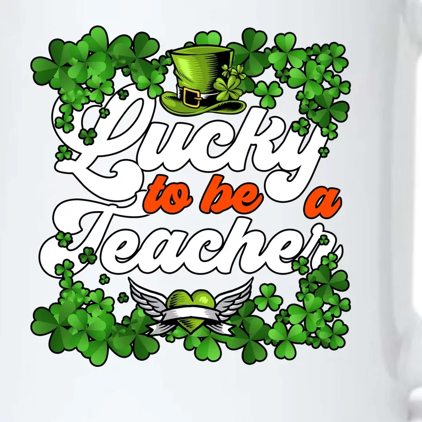 Lucky To Be A Teacher Shamrock Irish St Patricks Day Black Color Changing Mug