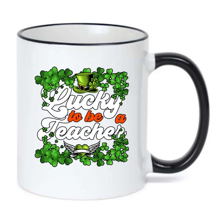 Lucky To Be A Teacher Shamrock Irish St Patricks Day Black Color Changing Mug