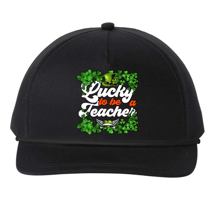 Lucky To Be A Teacher Shamrock Irish St Patricks Day Snapback Five-Panel Rope Hat