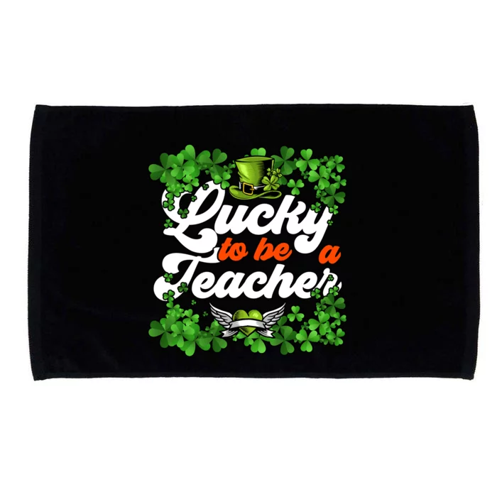 Lucky To Be A Teacher Shamrock Irish St Patricks Day Microfiber Hand Towel