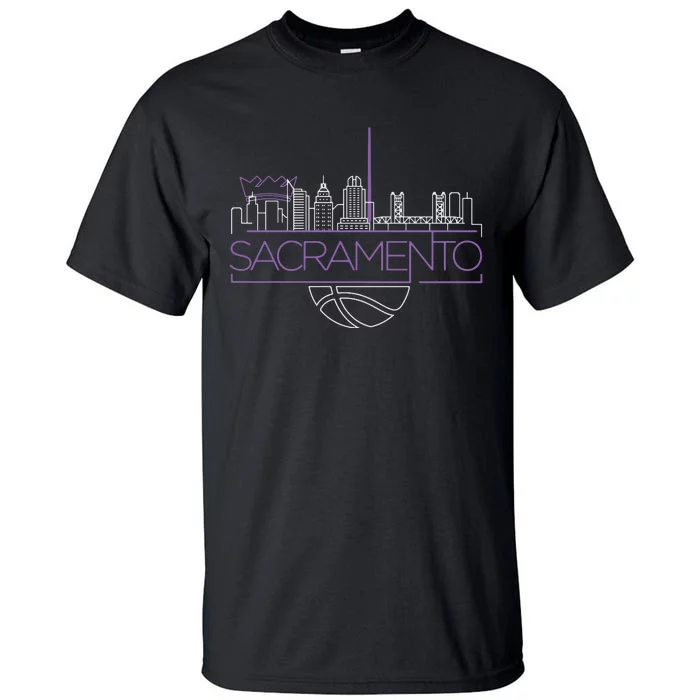 Light The Beam City Skyline Sacramento Basketball Tall T-Shirt