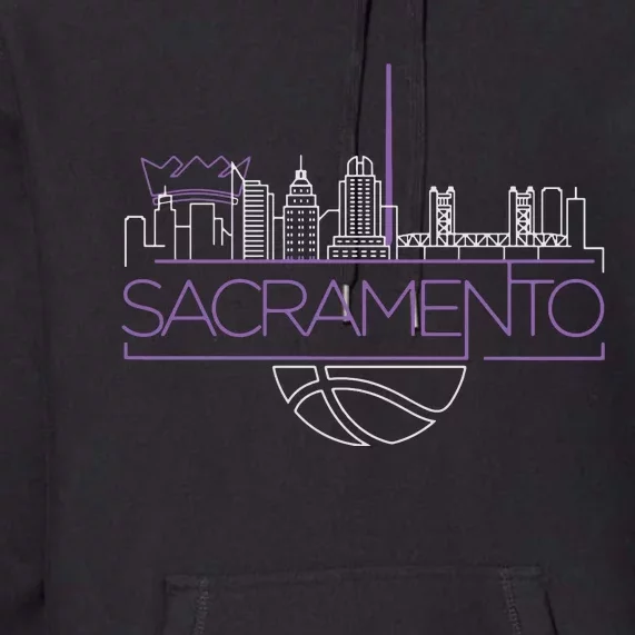 Light The Beam City Skyline Sacramento Basketball Premium Hoodie