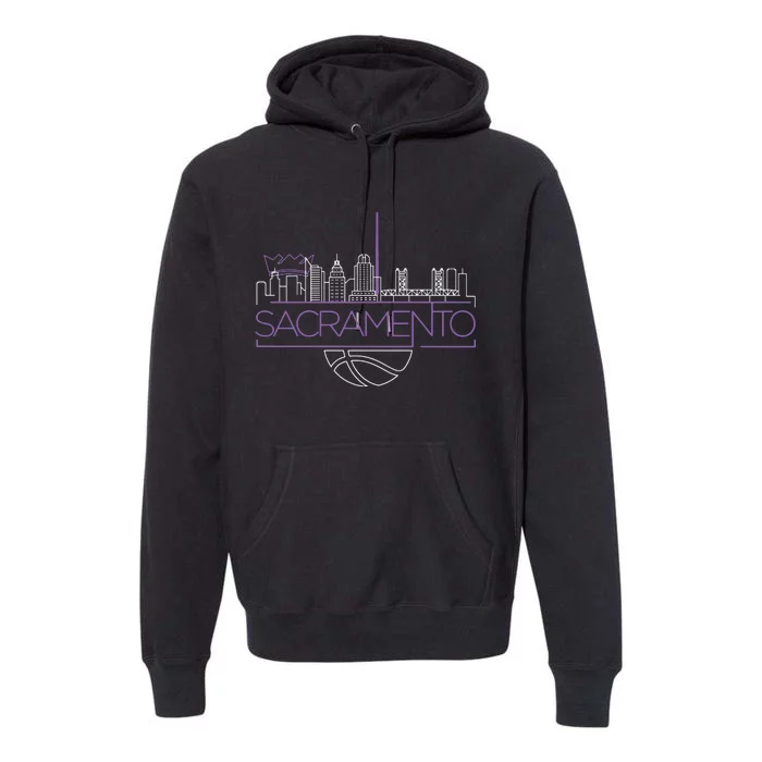 Light The Beam City Skyline Sacramento Basketball Premium Hoodie