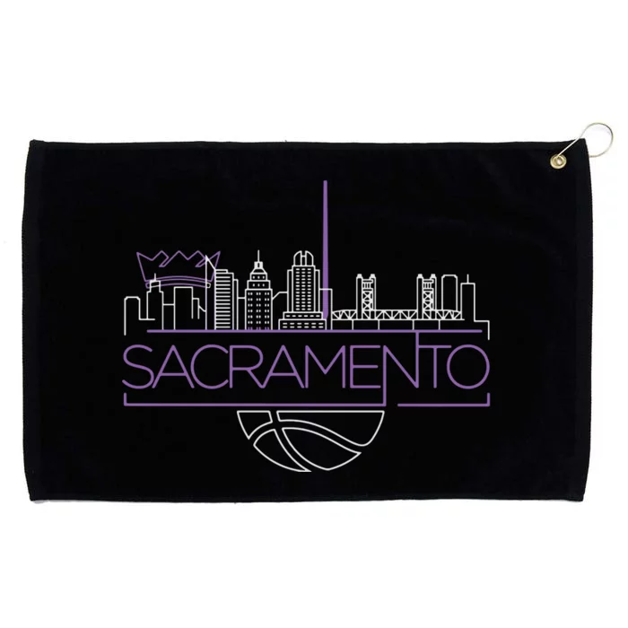 Light The Beam City Skyline Sacramento Basketball Grommeted Golf Towel