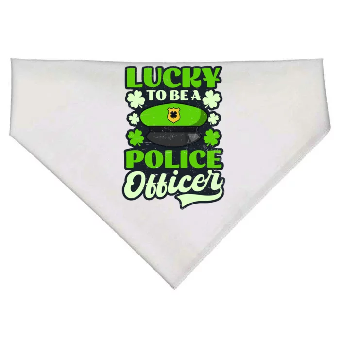 Lucky To Be Police Officer Design St Patricks Police Gift USA-Made Doggie Bandana