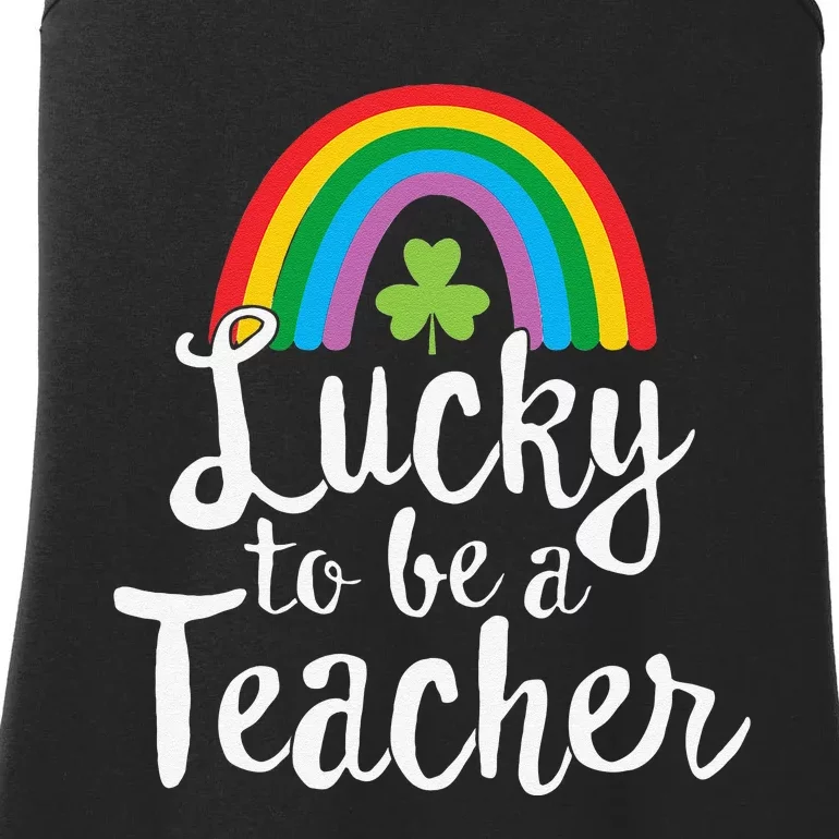 Lucky To Be A Teacher St Patricks Day School Teach Ladies Essential Tank