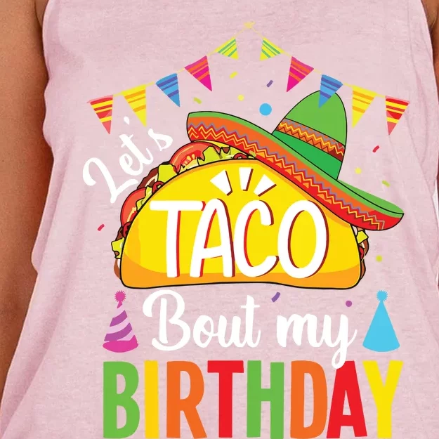 Lets Taco Bout My Birthday Cinco De Mayo Tacos Women's Knotted Racerback Tank