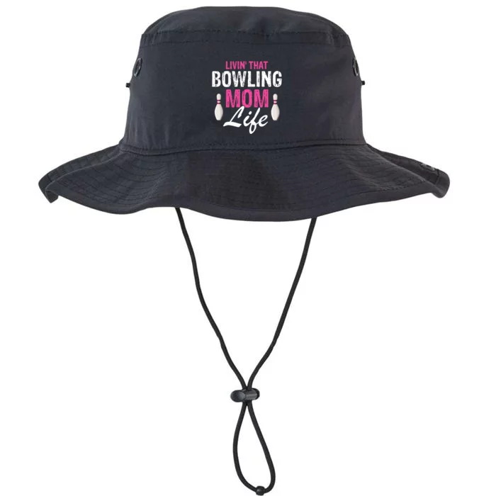 Livin That Bowling Mom Life Cool Retro Cool Gift Present Gift Legacy Cool Fit Booney Bucket Hat