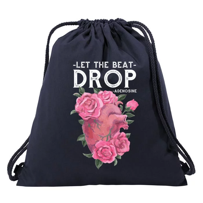 Let The Beat Drop Adenosine Cardiac Nurse Gift Drawstring Bag