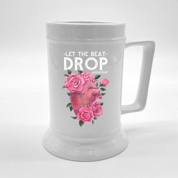 Let The Beat Drop Adenosine Cardiac Nurse Gift Front & Back Beer Stein