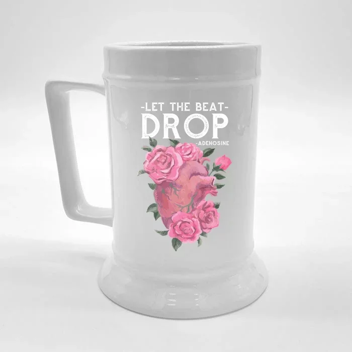 Let The Beat Drop Adenosine Cardiac Nurse Gift Front & Back Beer Stein