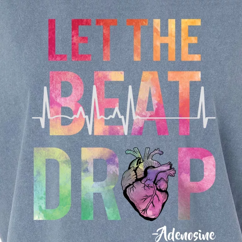 Let The Beat Drop Adenosine Funny Rn Nurses Heartbeat Cute Gift Garment-Dyed Women's Muscle Tee