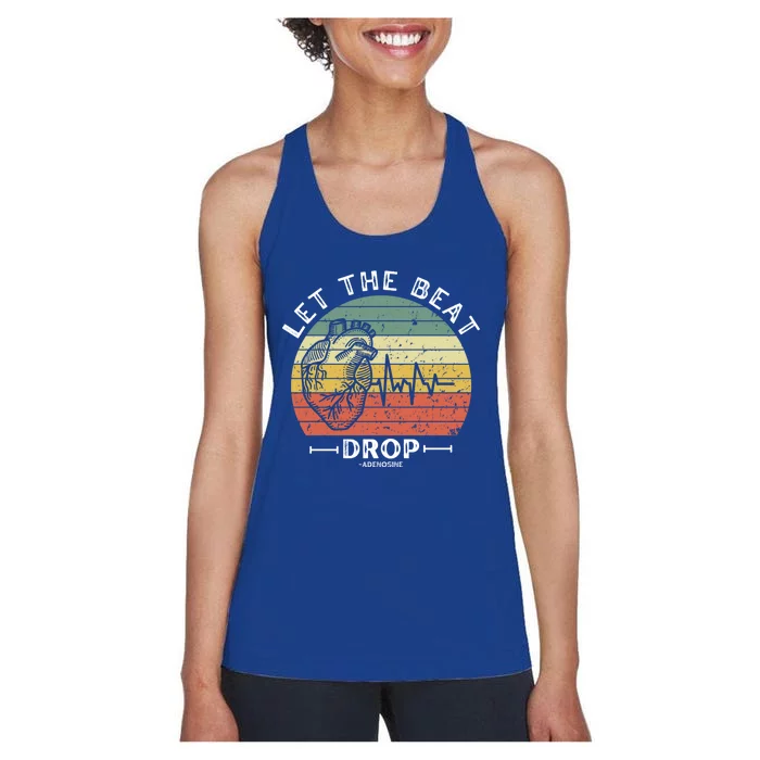 Let The Beat Drop Adenosine Vintage Sunset Funny Gift Women's Racerback Tank