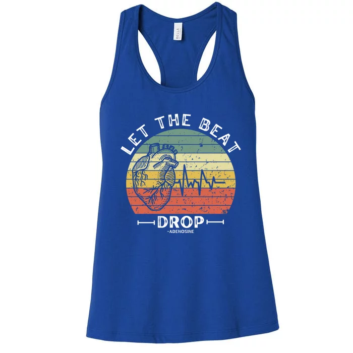 Let The Beat Drop Adenosine Vintage Sunset Funny Gift Women's Racerback Tank