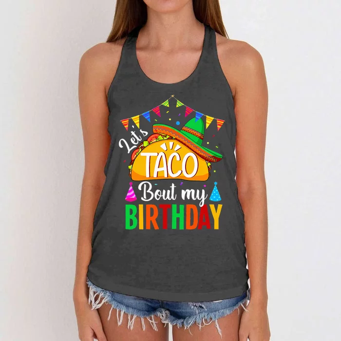 Lets Taco Bout My Birthday Cinco De Mayo Tacos Kids Women's Knotted Racerback Tank