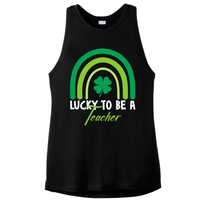 Lucky To Be A Teacher St Patricks Day Ladies Tri-Blend Wicking Tank