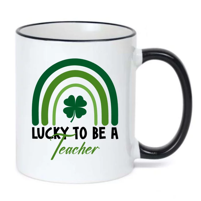 Lucky To Be A Teacher St Patricks Day Black Color Changing Mug