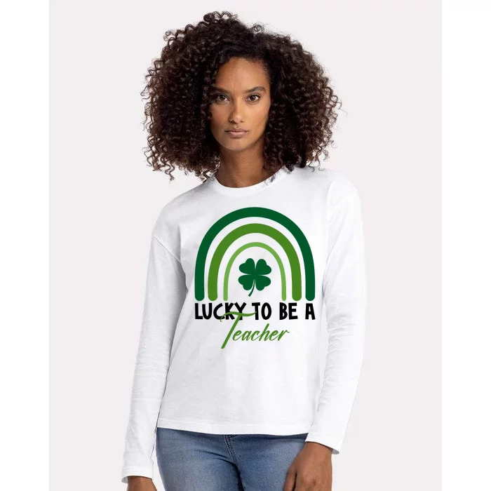 Lucky To Be A Teacher St Patricks Day Womens Cotton Relaxed Long Sleeve T-Shirt