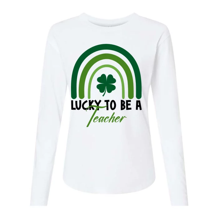 Lucky To Be A Teacher St Patricks Day Womens Cotton Relaxed Long Sleeve T-Shirt