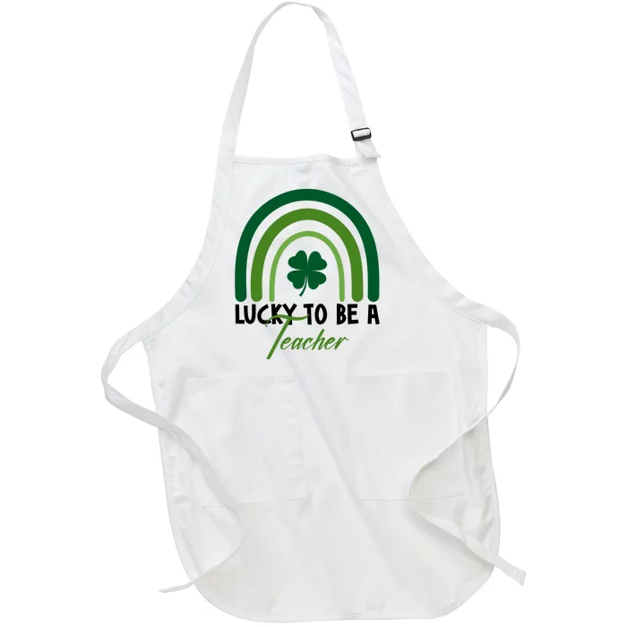 Lucky To Be A Teacher St Patricks Day Full-Length Apron With Pocket