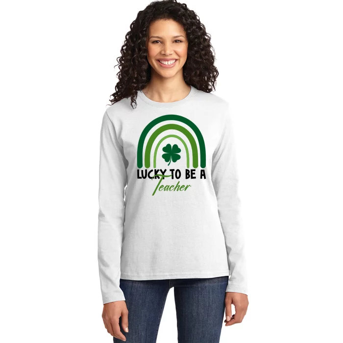 Lucky To Be A Teacher St Patricks Day Ladies Long Sleeve Shirt