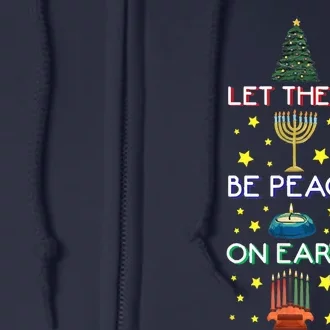 Let There Be Peace On Earth, Jewish Christmas Hanukkah Tees Full Zip Hoodie