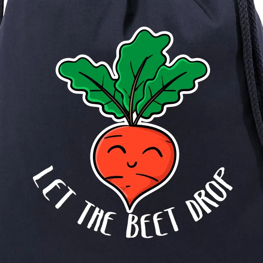 Let The Beet Drop Funny Beat Rap Pun Vegetarian Vegan Music Funny Gift Drawstring Bag