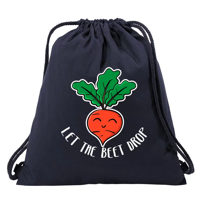 Let The Beet Drop Funny Beat Rap Pun Vegetarian Vegan Music Funny Gift Drawstring Bag