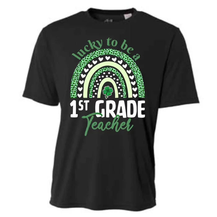 Lucky To Be A 1st Grade Teacher St Patricks Day Leopard Gift Cooling Performance Crew T-Shirt