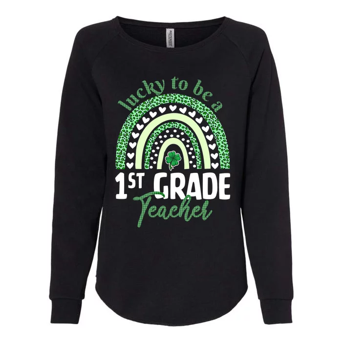 Lucky To Be A 1st Grade Teacher St Patricks Day Leopard Gift Womens California Wash Sweatshirt