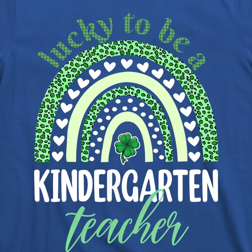 Lucky To Be A Kindergarten Teacher St Patricks Day Leopard Funny Gift T-Shirt