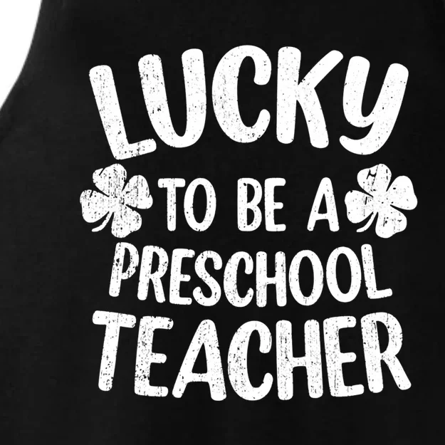 Lucky To Be A Preschool Teacher Shamrock St Patrick's Day Gift Ladies Tri-Blend Wicking Tank