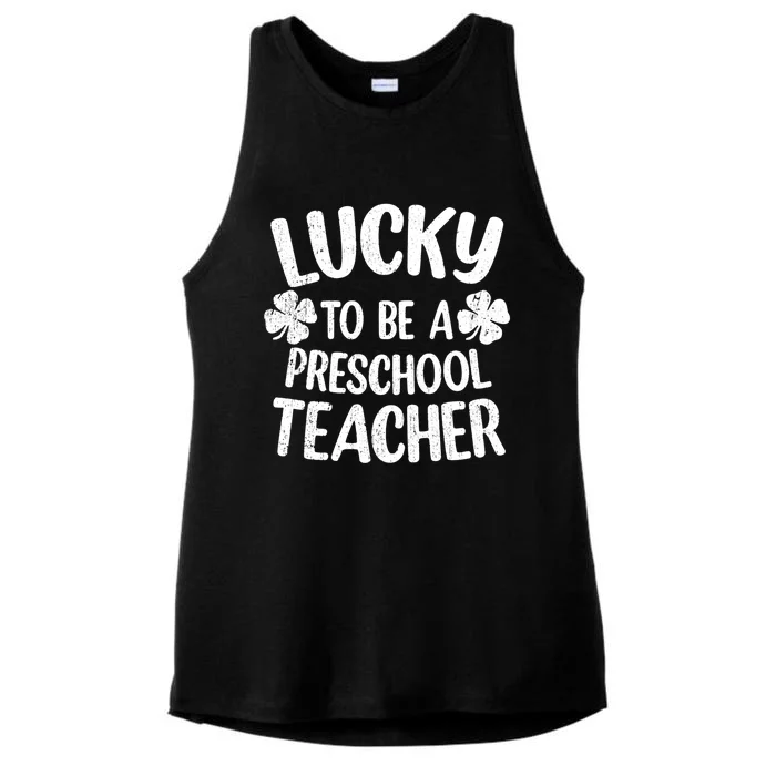 Lucky To Be A Preschool Teacher Shamrock St Patrick's Day Gift Ladies Tri-Blend Wicking Tank