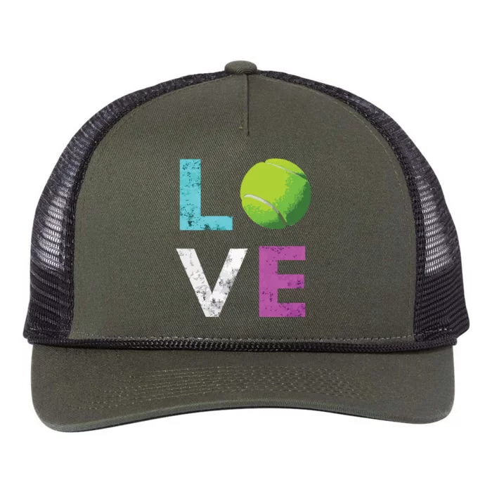 Love Tennis Best Fun Birthday Gift Retro Rope Trucker Hat Cap