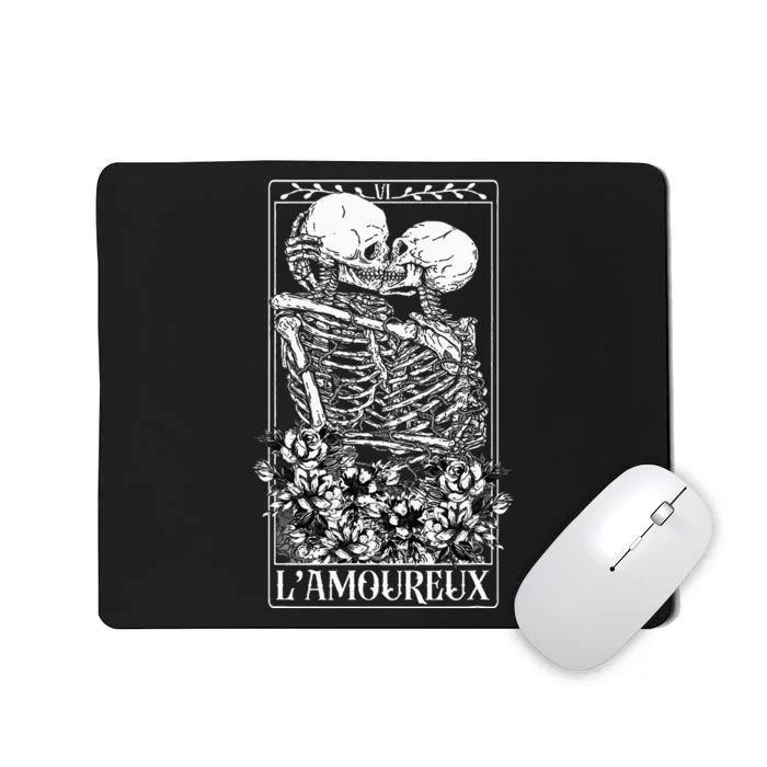 LAmoureux Tarot Card Skeleton Kissing Aesthetic Mystical Mousepad