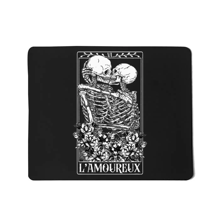 LAmoureux Tarot Card Skeleton Kissing Aesthetic Mystical Mousepad