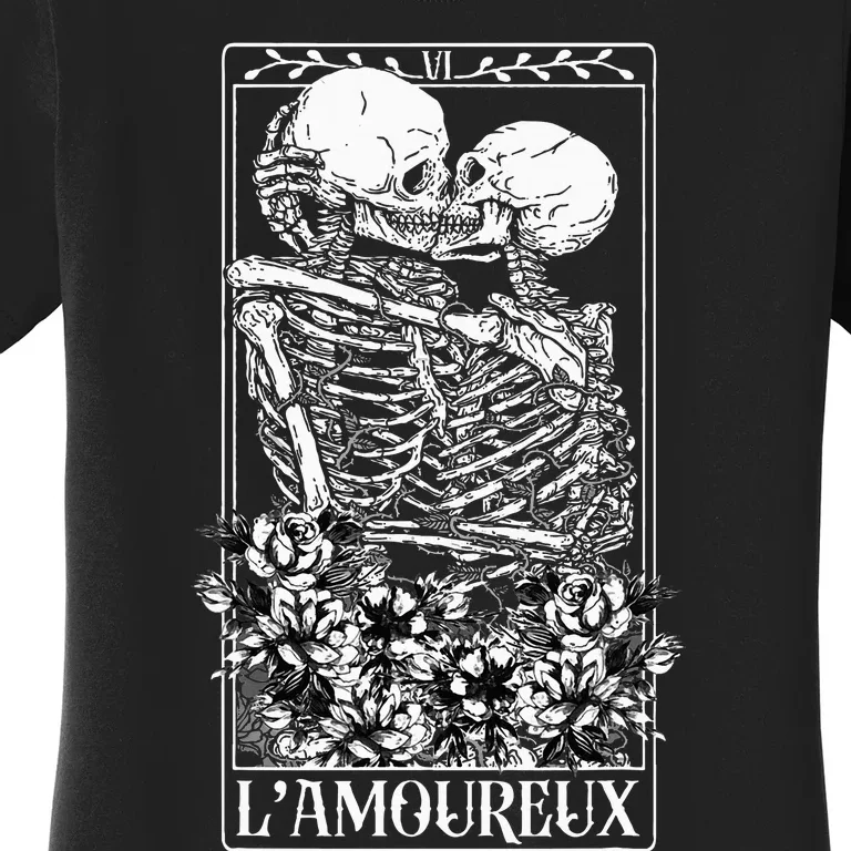 LAmoureux Tarot Card Skeleton Kissing Aesthetic Mystical Women's T-Shirt