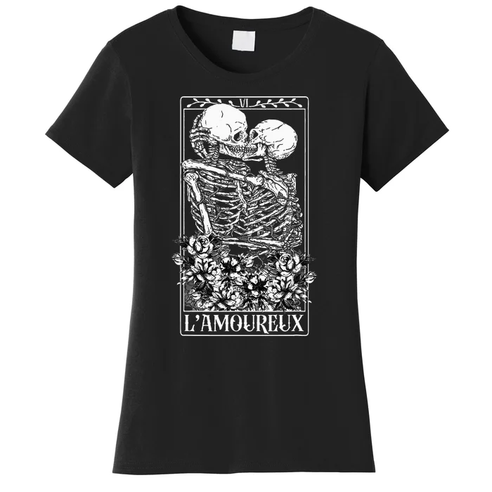 LAmoureux Tarot Card Skeleton Kissing Aesthetic Mystical Women's T-Shirt