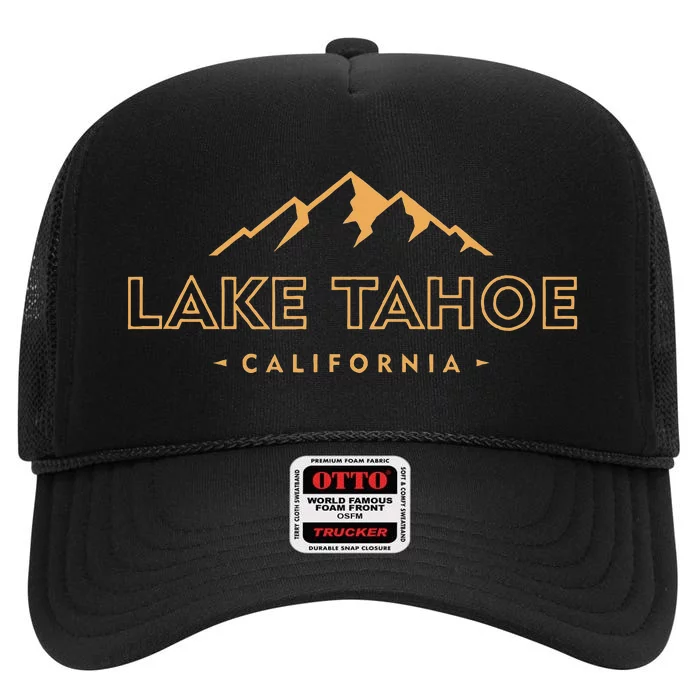 Lake Tahoe California Retro Mountain Souvenir High Crown Mesh Trucker Hat