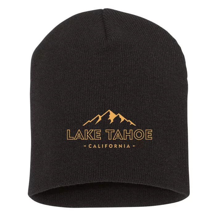 Lake Tahoe California Retro Mountain Souvenir Short Acrylic Beanie