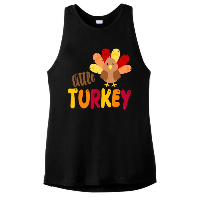 Little Turkey Cute Thanksgiving Holiday Ladies Tri-Blend Wicking Tank