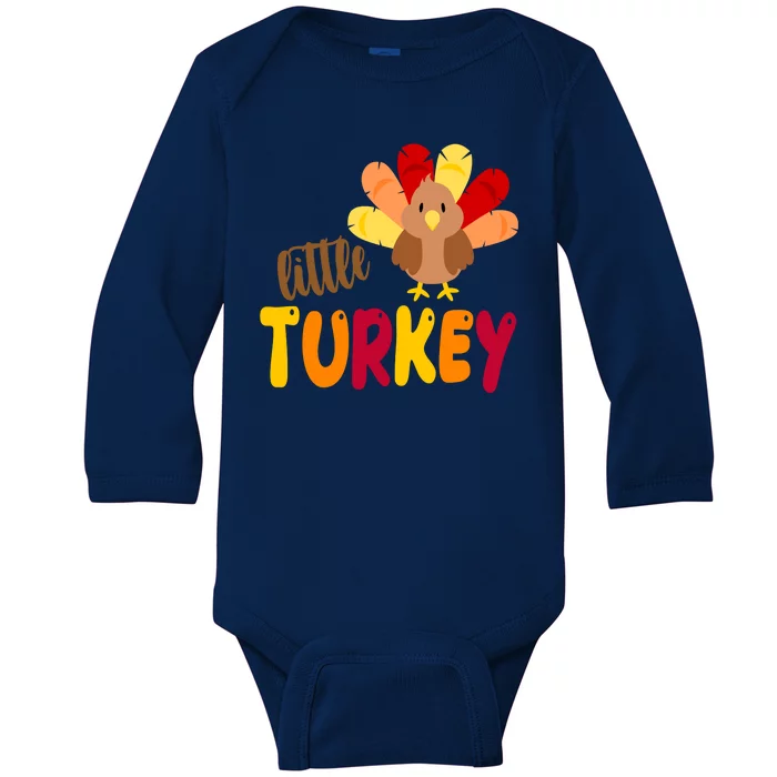 Little Turkey Cute Thanksgiving Holiday Baby Long Sleeve Bodysuit