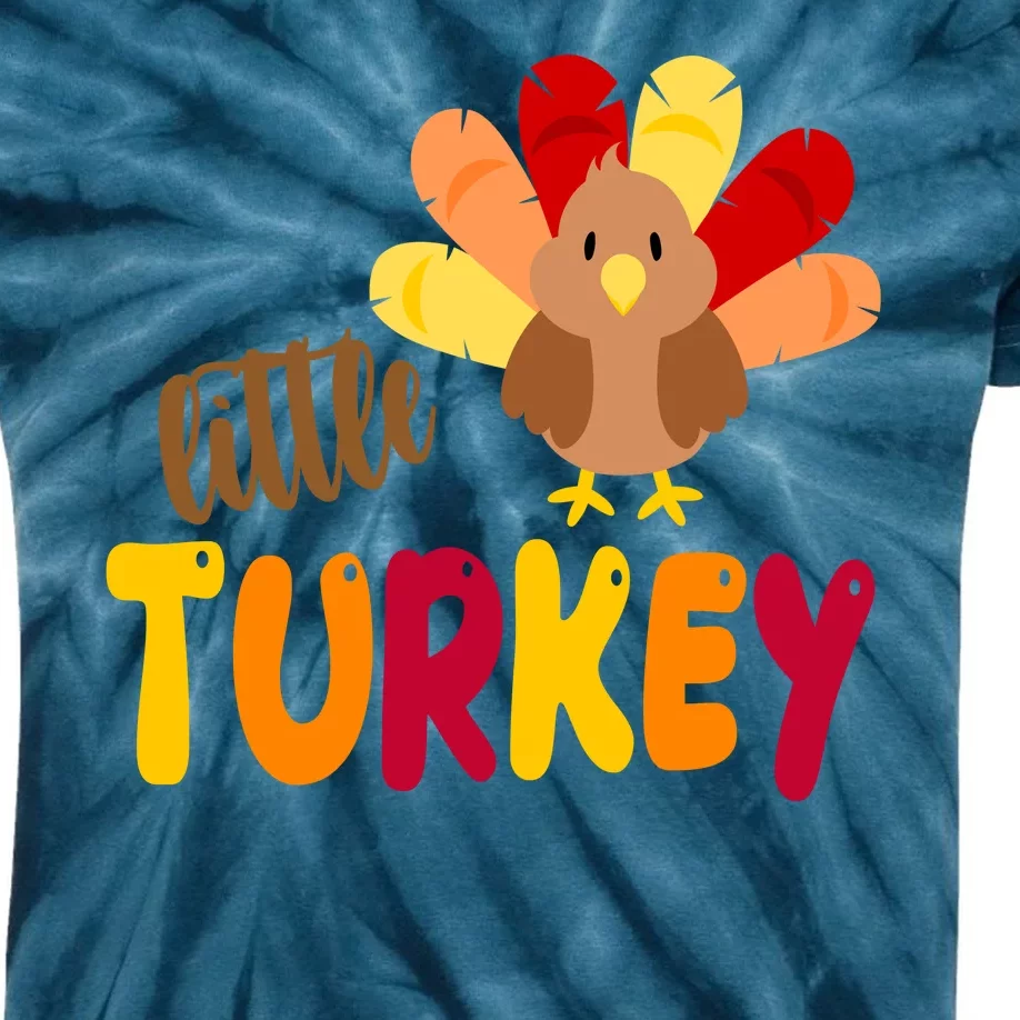 Little Turkey Cute Thanksgiving Holiday Kids Tie-Dye T-Shirt