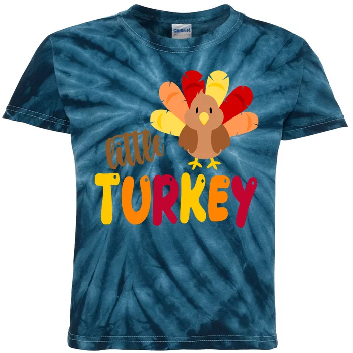 Little Turkey Cute Thanksgiving Holiday Kids Tie-Dye T-Shirt