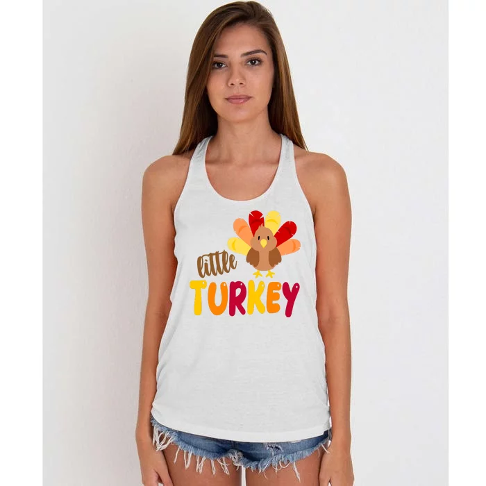 Little Turkey Cute Thanksgiving Holiday Women's Knotted Racerback Tank