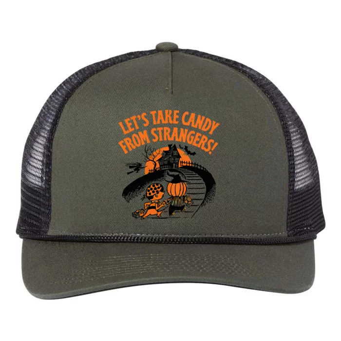 LetS Take Candy From Strangers Funny Halloween Retro Rope Trucker Hat Cap