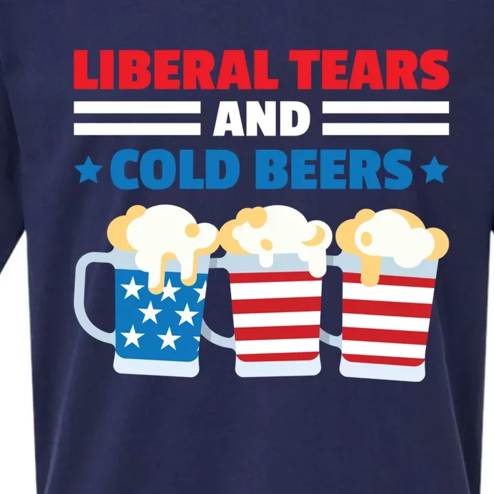 Liberal Tears Cold Beers 2020 Election Trump Republican Gift Funny Gift Sueded Cloud Jersey T-Shirt